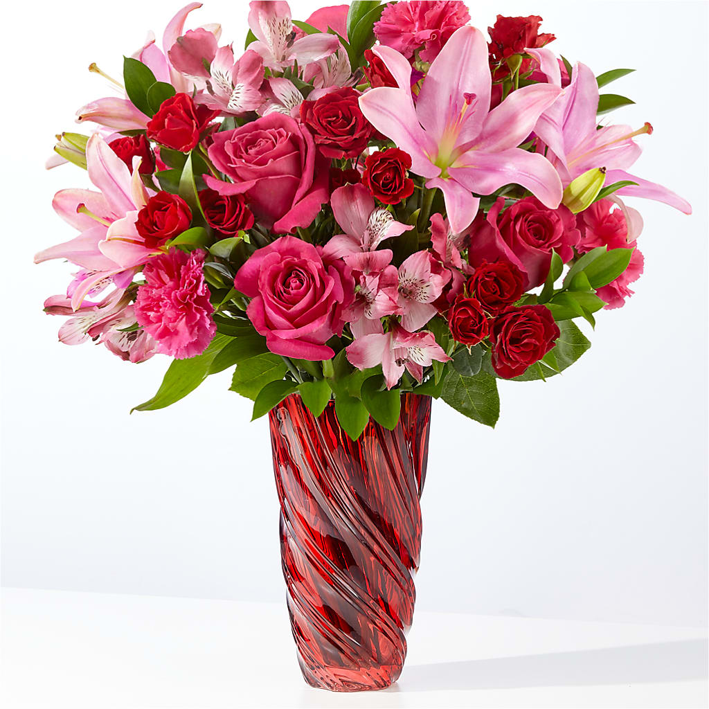 In Love Bouquet with Luxe Swirl Vase – Mt Scott Blooms By Maru, Portland OR