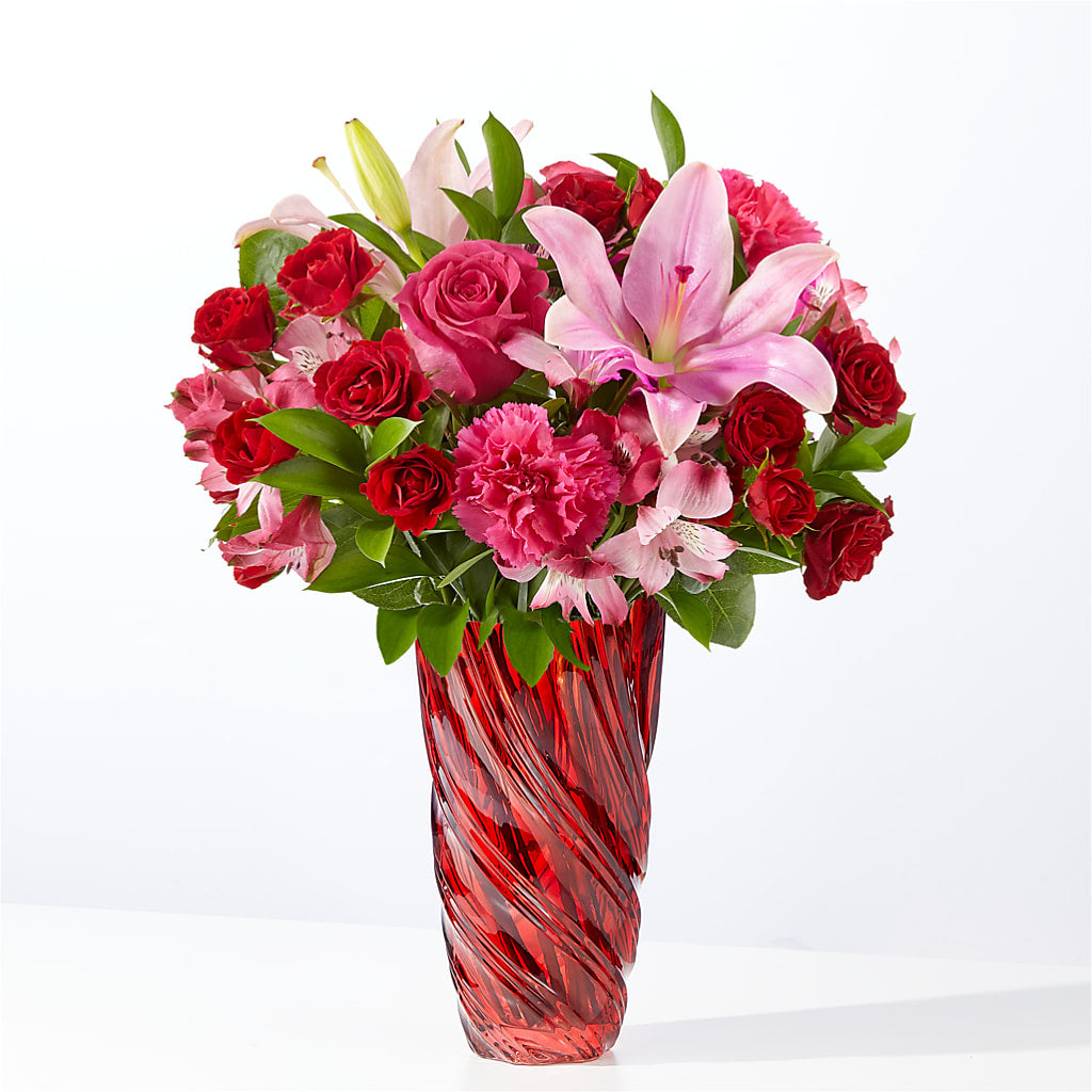 In Love Bouquet with Luxe Swirl Vase – Mt Scott Blooms By Maru, Portland OR