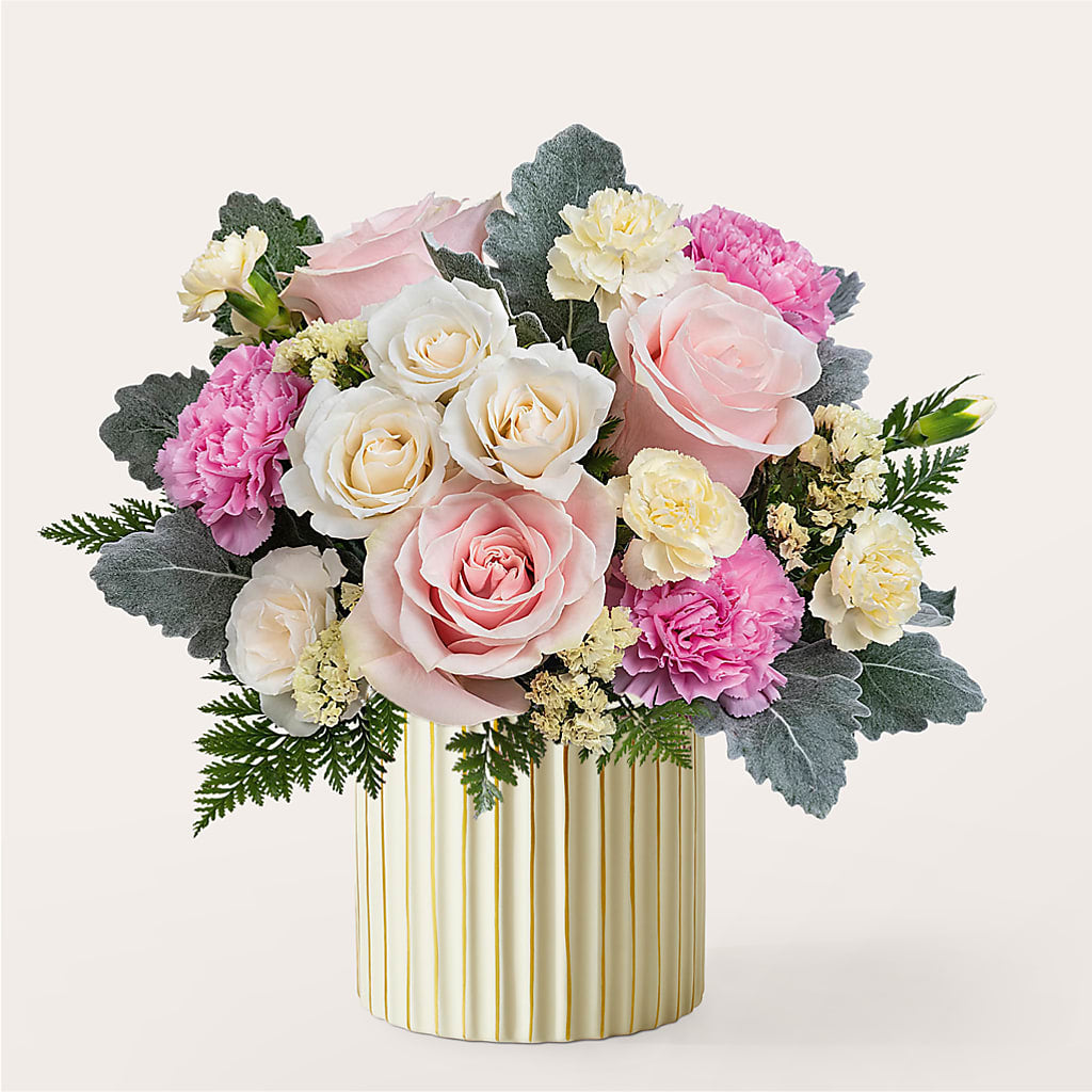 Blissful Moments Bouquet with Ivory Vase – Mt Scott Blooms By Maru, Portland OR