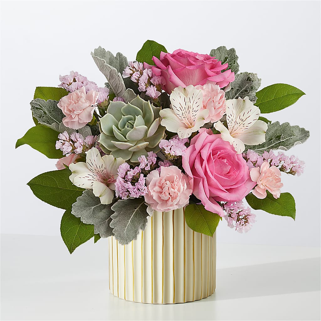 Dusty Rose Bouquet with Ivory Vase – Mt Scott Blooms By Maru, Portland OR