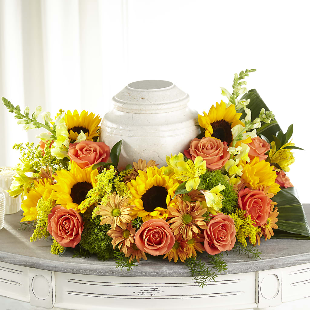 Faithful Sunflower Cremation Adornment – Mt Scott Blooms By Maru, Portland OR
