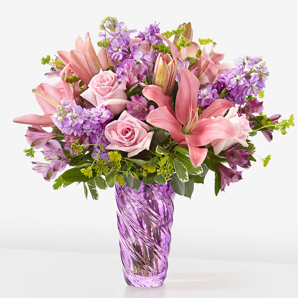 Precious Petals Bouquet with Luxe Swirl Vase – Mt Scott Blooms By Maru, Portland OR