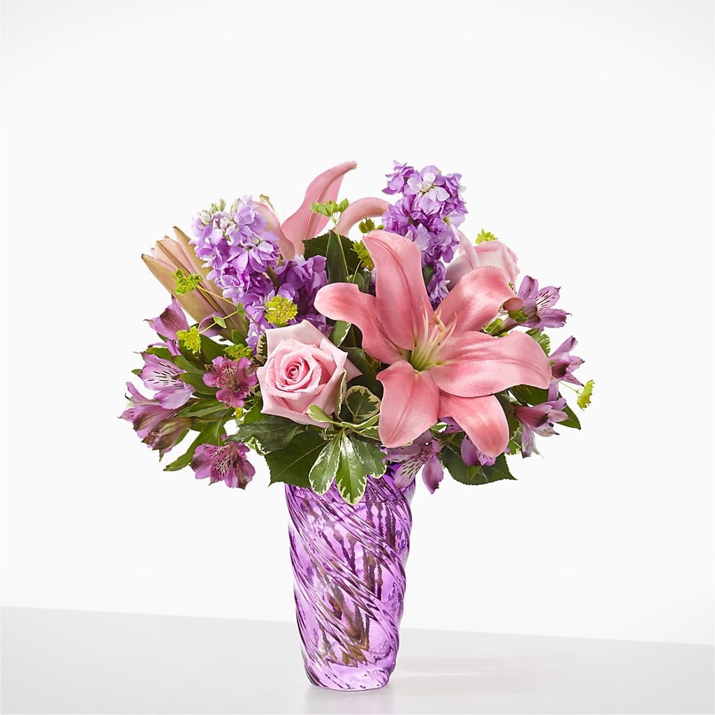 Precious Petals Bouquet with Luxe Swirl Vase – Mt Scott Blooms By Maru, Portland OR