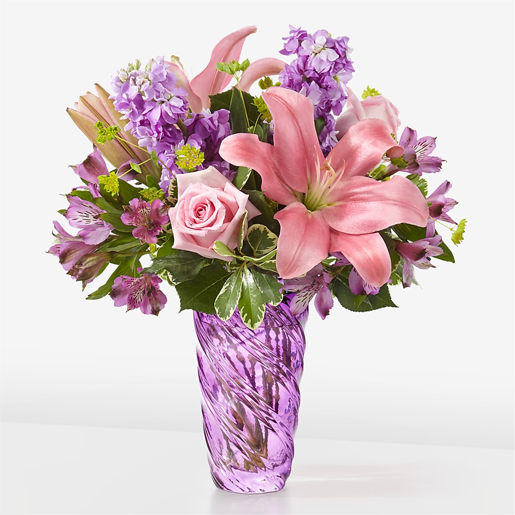 Precious Petals Bouquet with Luxe Swirl Vase – Mt Scott Blooms By Maru, Portland OR