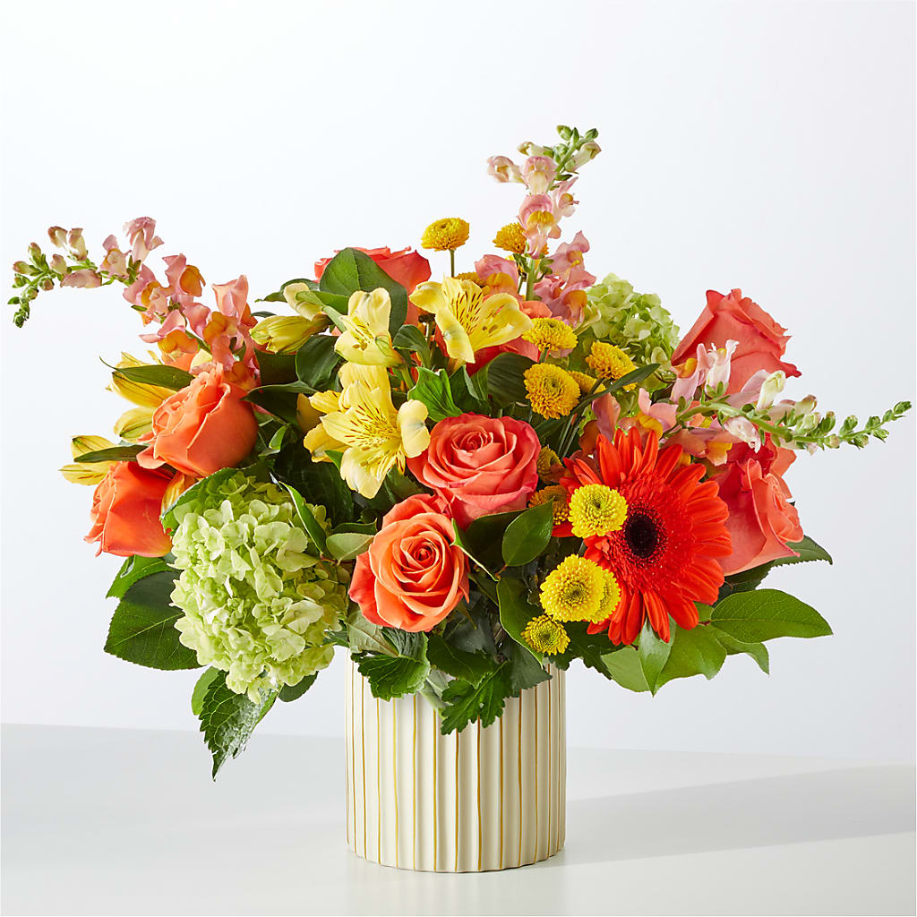Autumn Sunshine Bouquet with Ivory Vase – Mt Scott Blooms By Maru, Portland OR