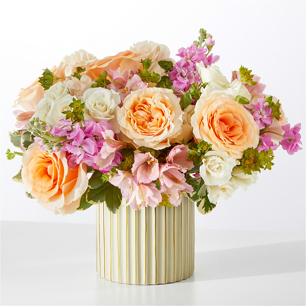 Paradise Bouquet with Ivory Vase – Mt Scott Blooms By Maru, Portland OR