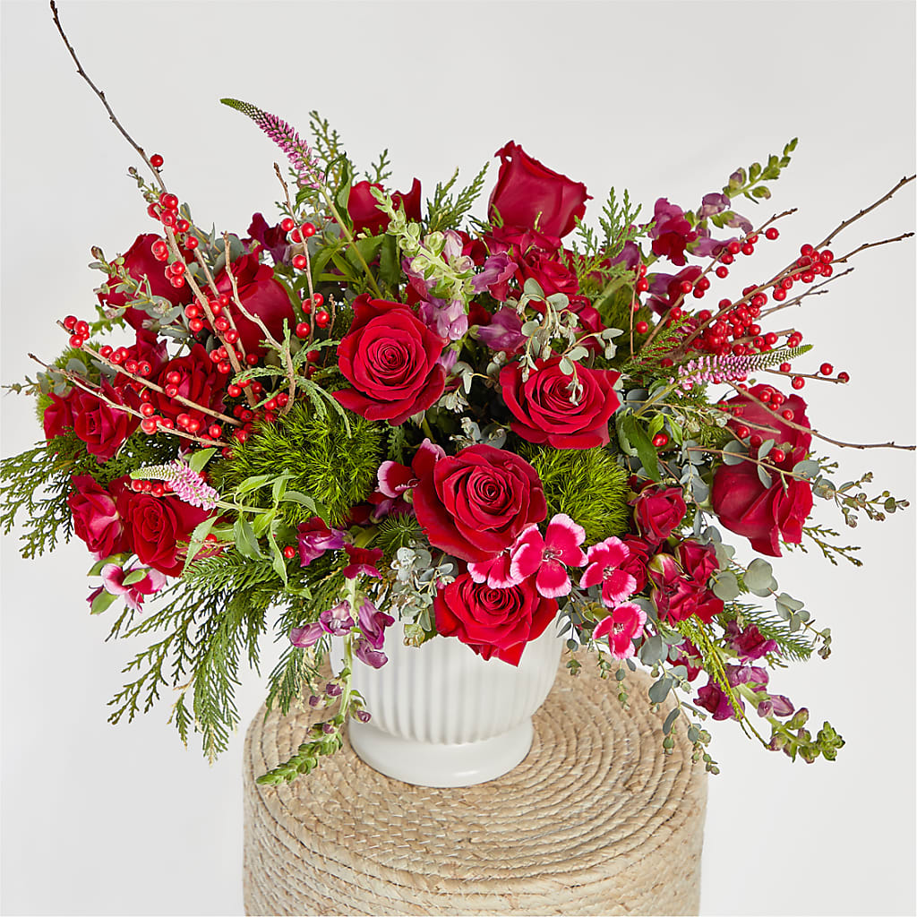 Big Red Bow Bouquet –  Mt Scott Blooms By Maru, Portland OR