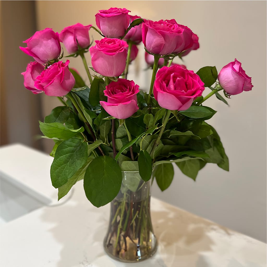 Long Stem Pink Rose Bouquet –  Mt Scott Blooms By Maru, Portland OR
