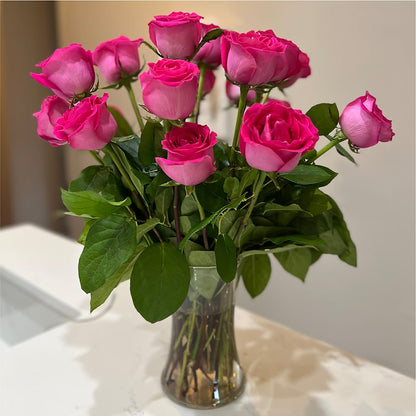 Long Stem Pink Rose Bouquet –  Mt Scott Blooms By Maru, Portland OR