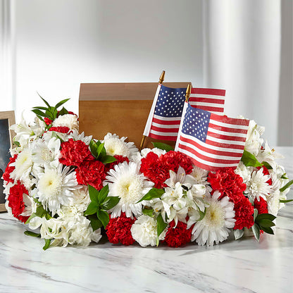 Spirit of Patriotism Cremation Adornment –  Mt Scott Blooms By Maru, Portland OR