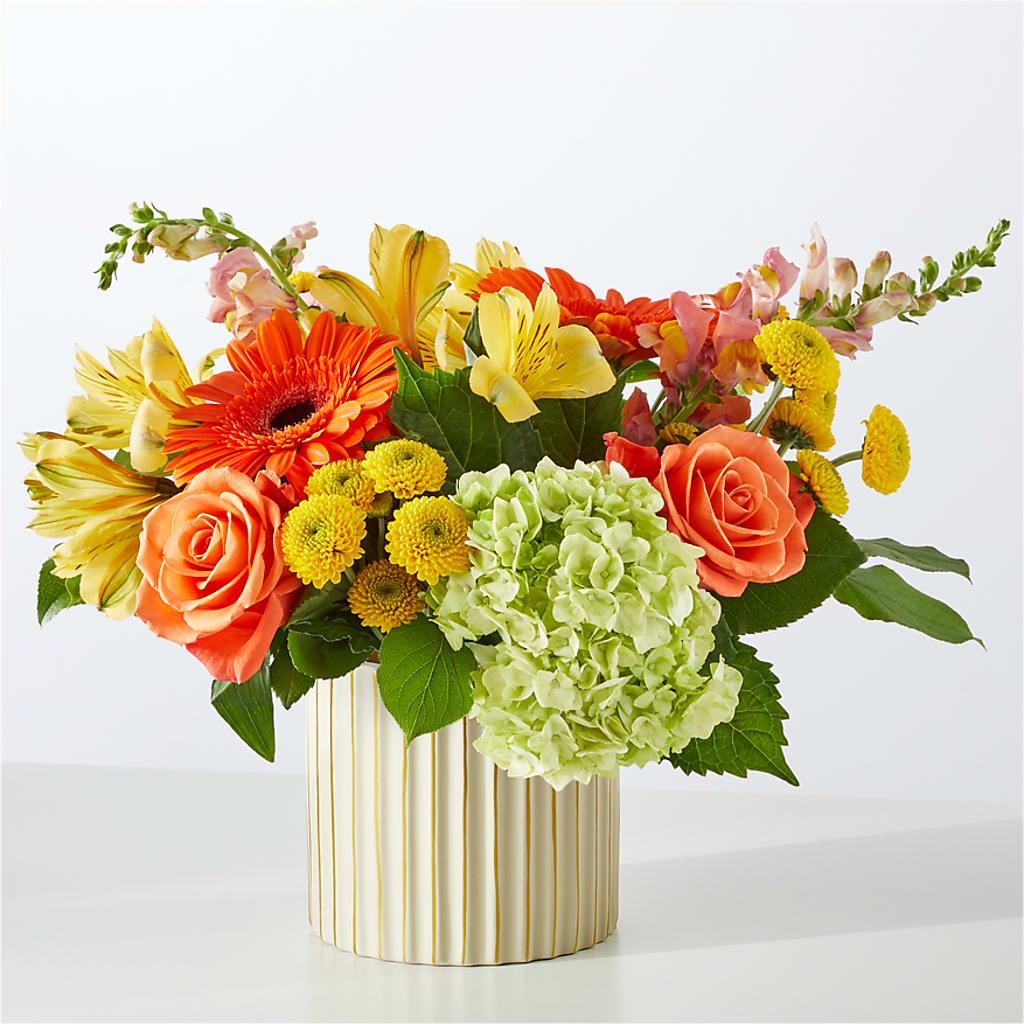 Autumn Sunshine Bouquet with Ivory Vase –  Mt Scott Blooms By Maru, Portland OR