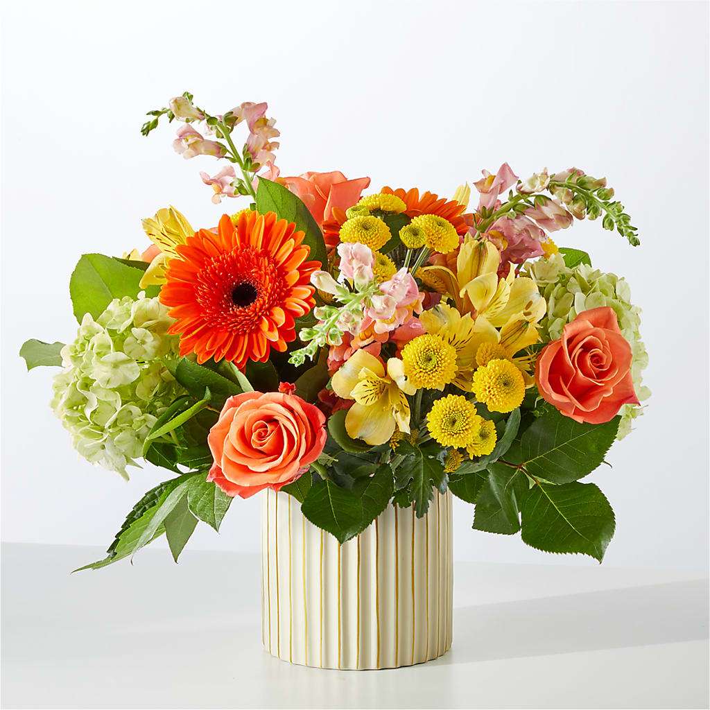 Autumn Sunshine Bouquet with Ivory Vase –  Mt Scott Blooms By Maru, Portland OR