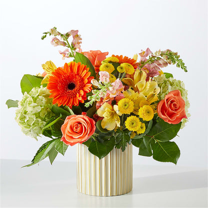 Autumn Sunshine Bouquet with Ivory Vase –  Mt Scott Blooms By Maru, Portland OR