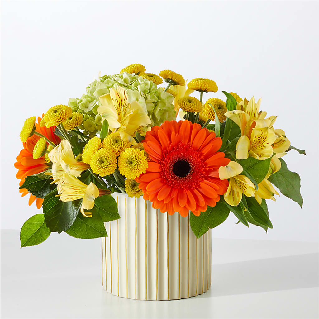 Autumn Sunshine Bouquet with Ivory Vase –  Mt Scott Blooms By Maru, Portland OR