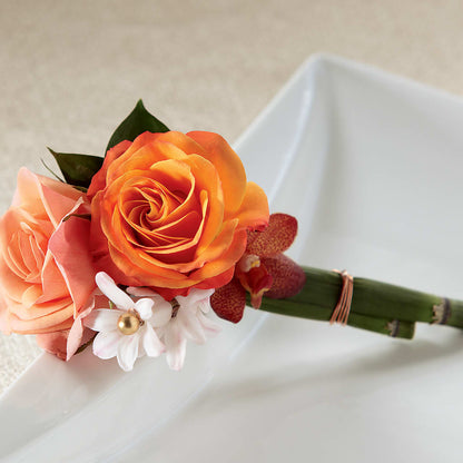 Sunset Dream Boutonniere –  Mt Scott Blooms By Maru, Portland OR